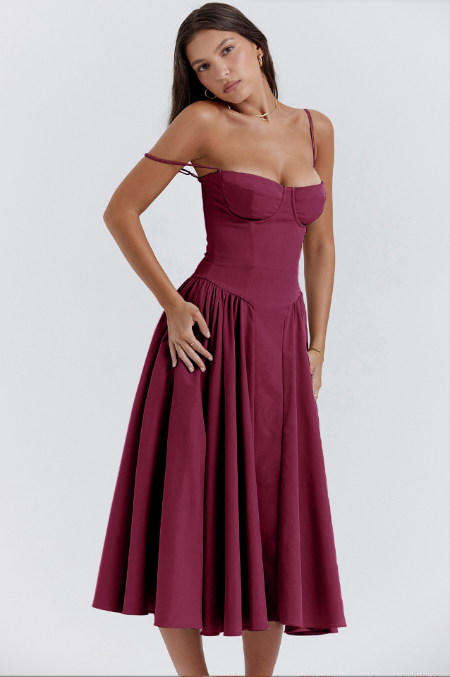 GR | Ärmelloses Midikleid Mit Korsett Passform