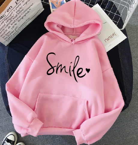 GR | gemütlicher Smile Print Hoodie mit Kordelzug für Frauen