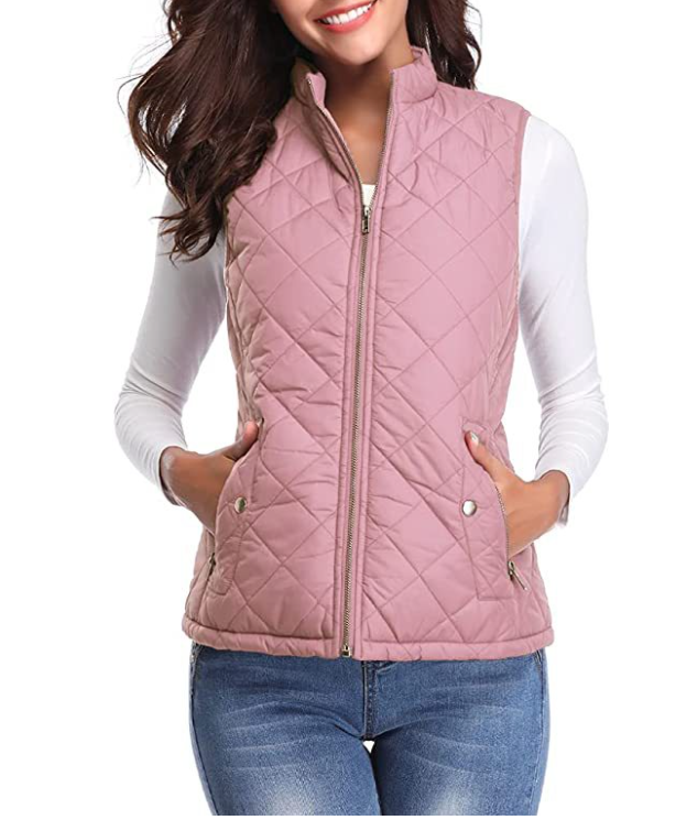GR | Quilted zip-up vest with pockets for women