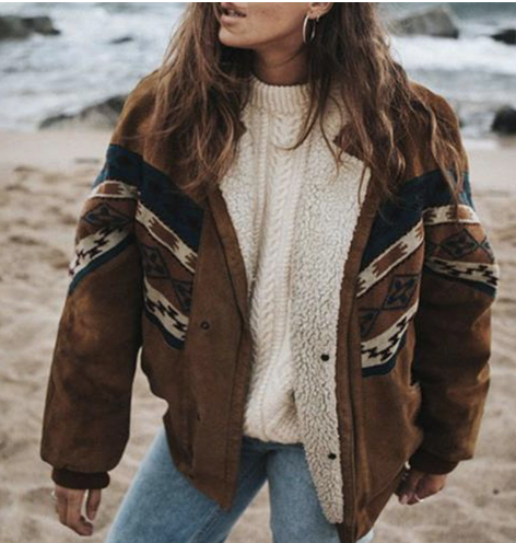 GR | Boho winter jacket with ethnic pattern
