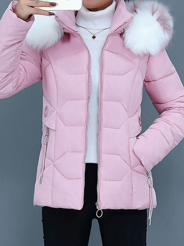 GR | Stylish women's winter jacket with fur collar