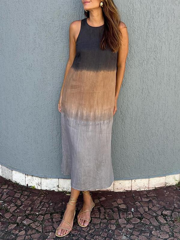 GR | Damen Leinen Midi Kleid
