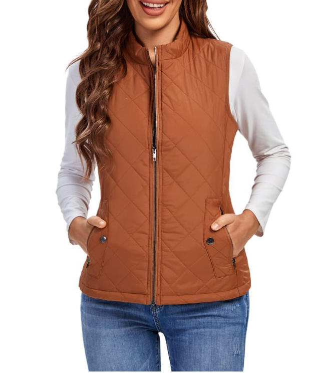 GR | Quilted zip-up vest with pockets for women