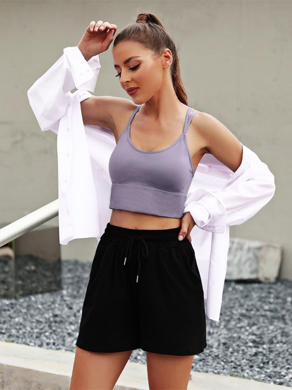 GR  | 3er Pack Damen Sport Bh Gepolstert Crisscross Yoga Bh Nahtlos Mittel Impact Fitness Activewear