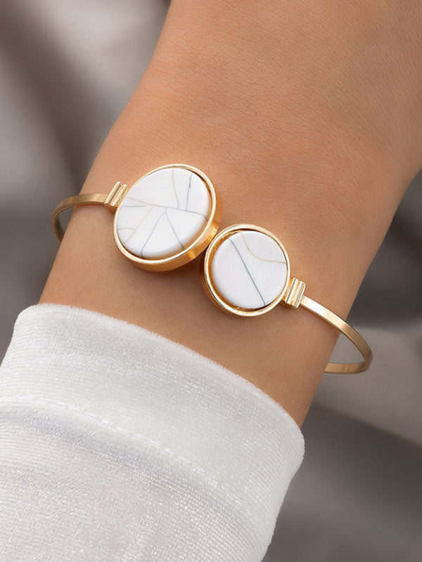 GR | Inset Open Five-Piece Bracelet Geometric Love Triangle Bracelet Set