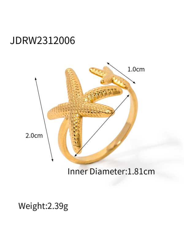 GR | Neuer Strandstil Ozeanelement Muschel Seestern Ring