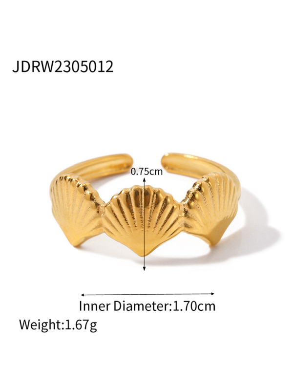 GR | Neuer Strandstil Ozeanelement Muschel Seestern Ring