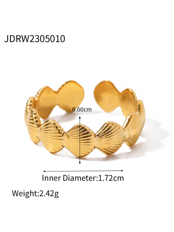 GR | Neuer Strandstil Ozeanelement Muschel Seestern Ring