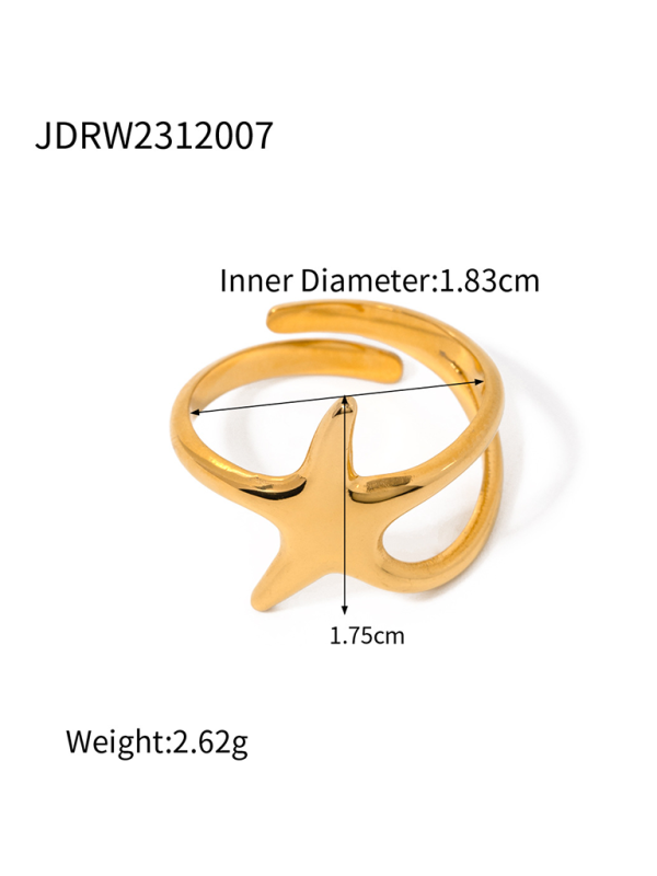 GR | Neuer Strandstil Ozeanelement Muschel Seestern Ring