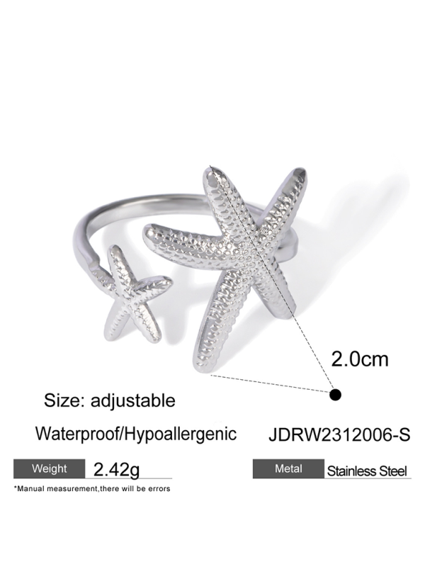 GR | Neuer Strandstil Ozeanelement Muschel Seestern Ring