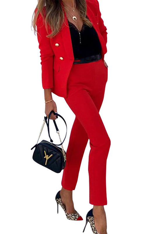 GR | New solid color fashion two-piece suit 