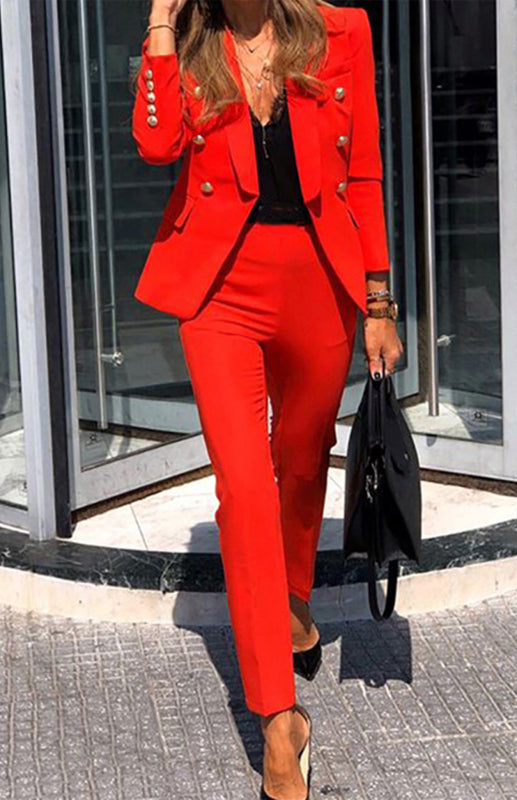 GR | New solid color fashion two-piece suit 