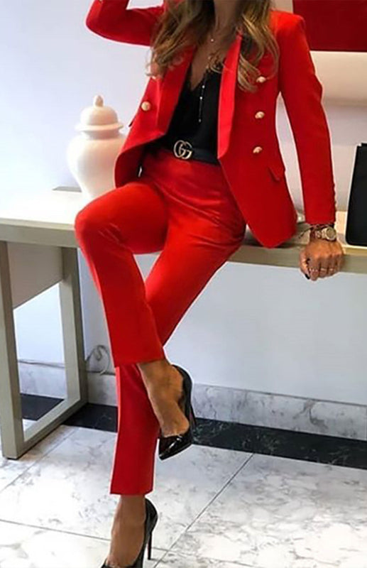GR | New solid color fashion two-piece suit 