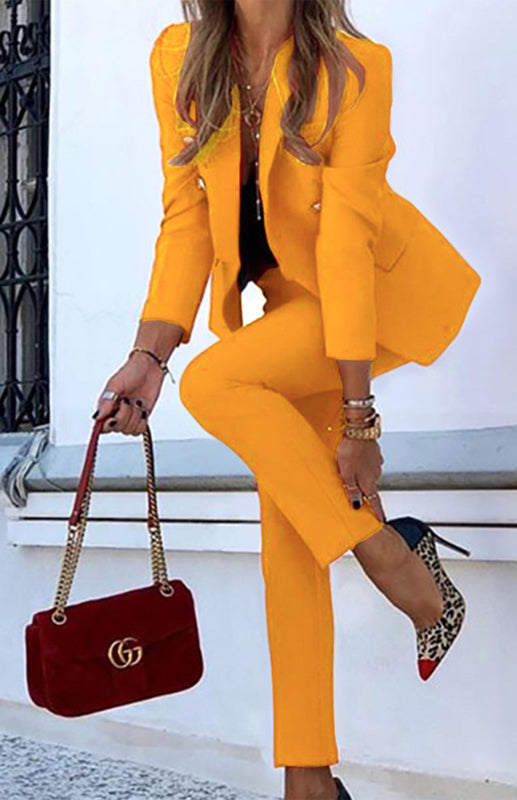 GR | New solid color fashion two-piece suit 