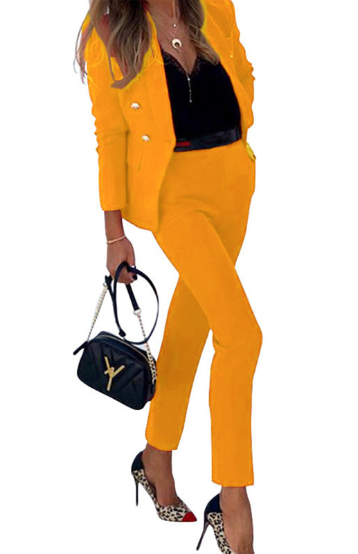 GR | New solid color fashion two-piece suit 