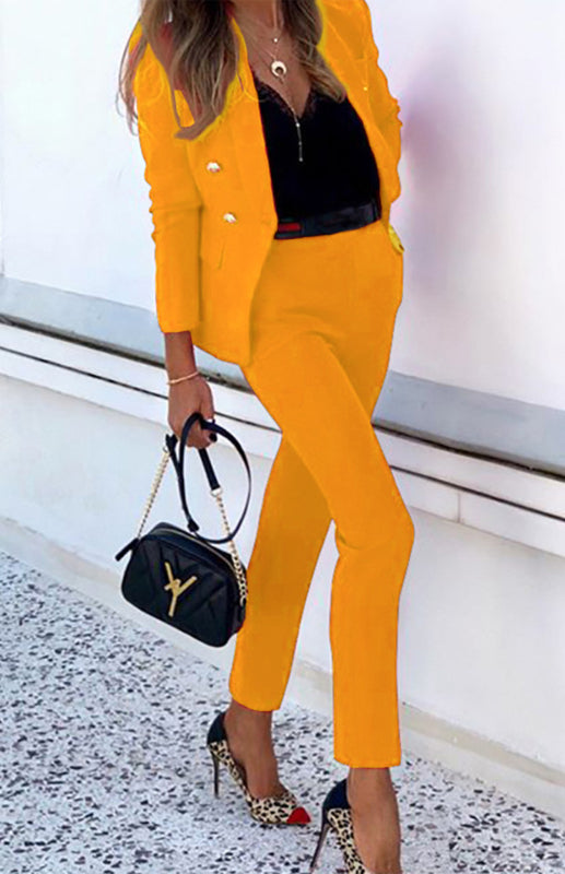 GR | New solid color fashion two-piece suit 