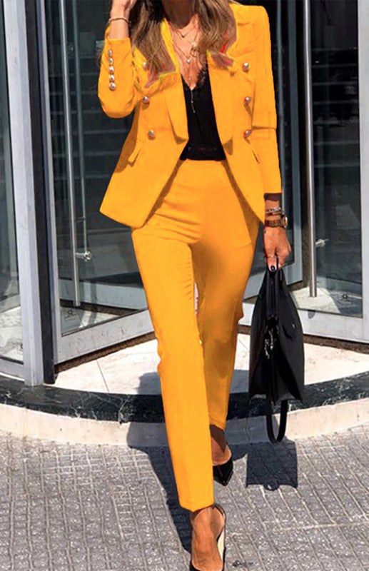 GR | New solid color fashion two-piece suit 