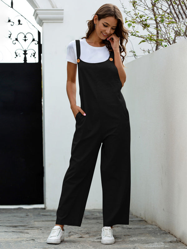 GR | Women's Woven Retro Casual Long Dungarees 