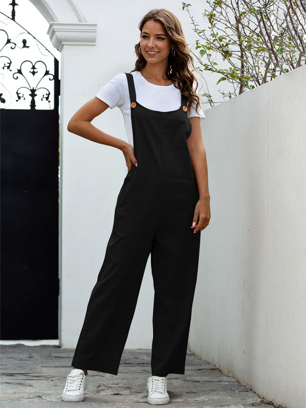 GR | Women's Woven Retro Casual Long Dungarees 