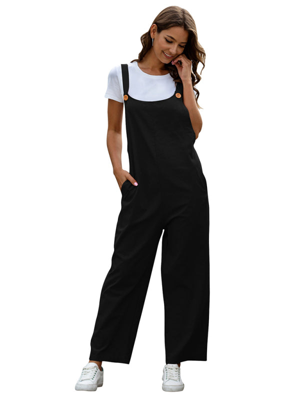 GR | Women's Woven Retro Casual Long Dungarees 