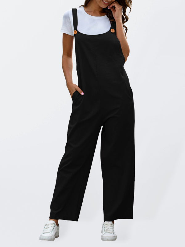 GR | Women's Woven Retro Casual Long Dungarees 