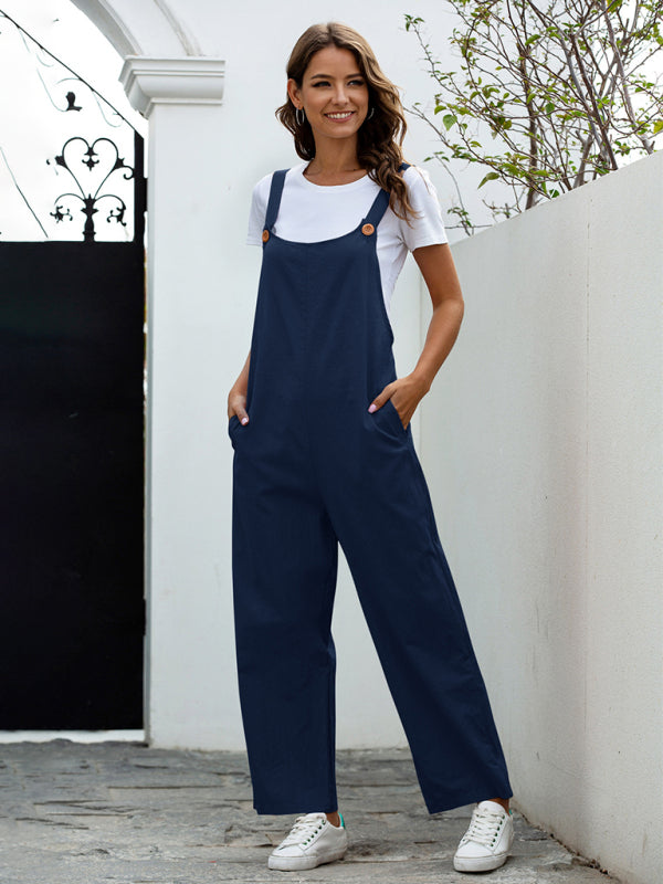 GR | Women's Woven Retro Casual Long Dungarees 
