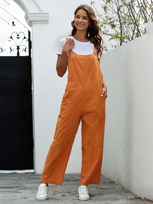 GR | Women's Woven Retro Casual Long Dungarees 