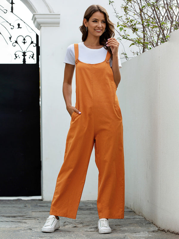 GR | Women's Woven Retro Casual Long Dungarees 
