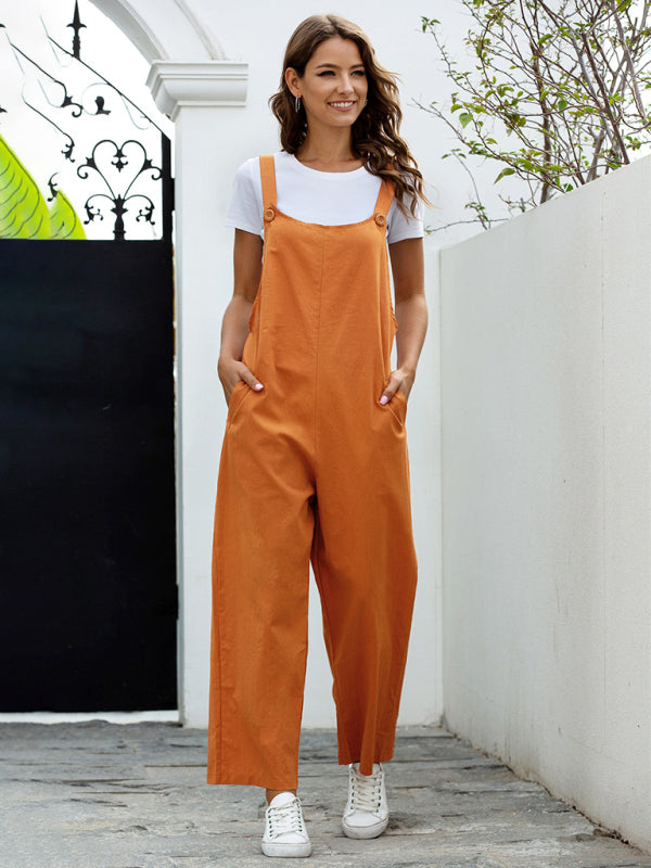 GR | Women's Woven Retro Casual Long Dungarees 