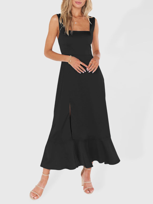 GR | Women's Elegant and Fashionable Pendulum Slit Dress with French High-End Feeling 