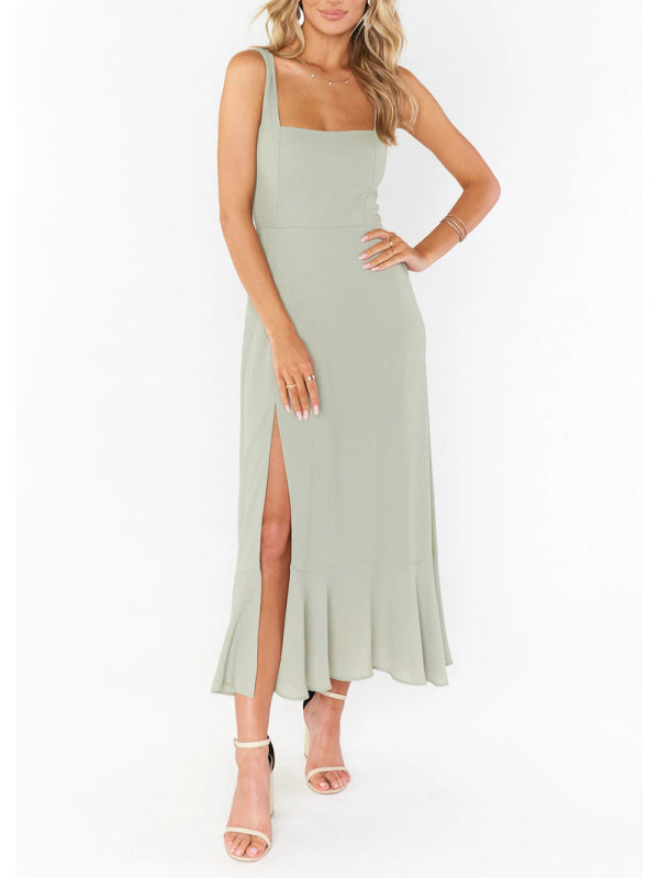 GR | Women's Elegant and Fashionable Pendulum Slit Dress with French High-End Feeling 