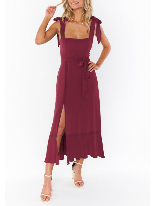 GR | Women's Elegant and Fashionable Pendulum Slit Dress with French High-End Feeling 