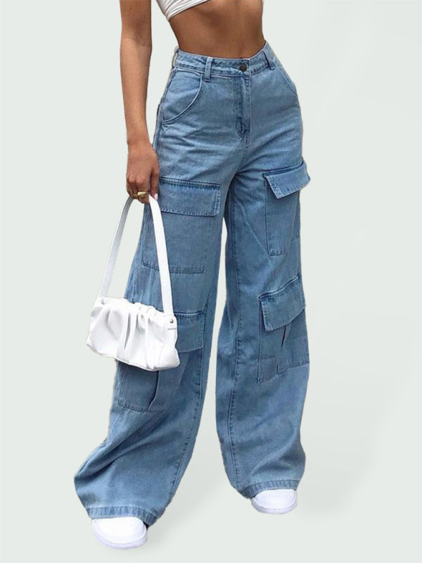 GR | Women's Denim Multi-Pocket Loose Casual Cargo Pants