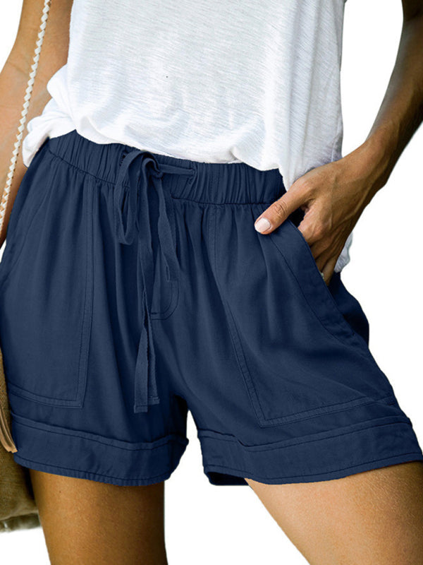 GR | Women's High Waist Lace-Up Loose Straight Shorts 