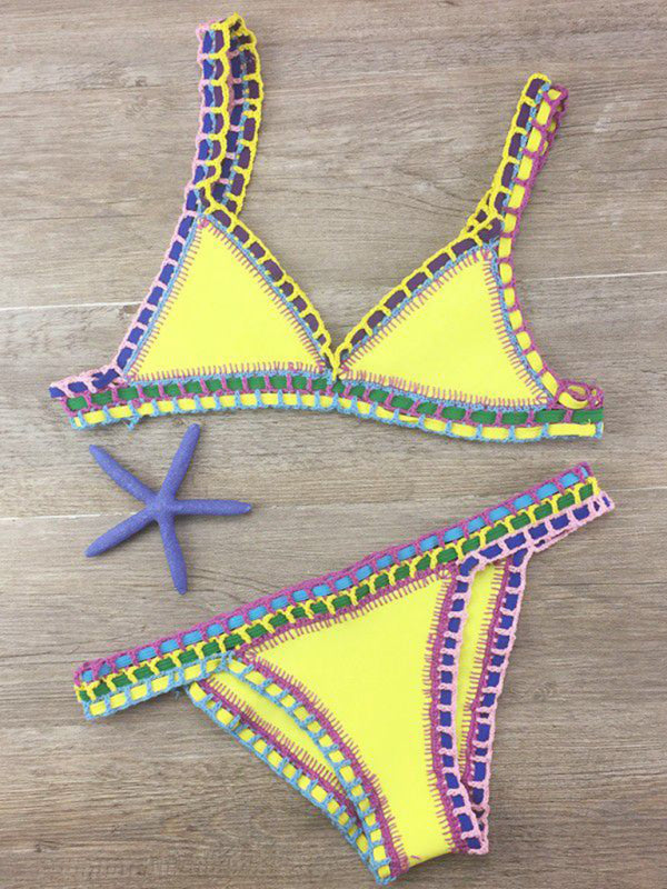 GR | Hand-crocheted bikini knit panel swimsuit set 