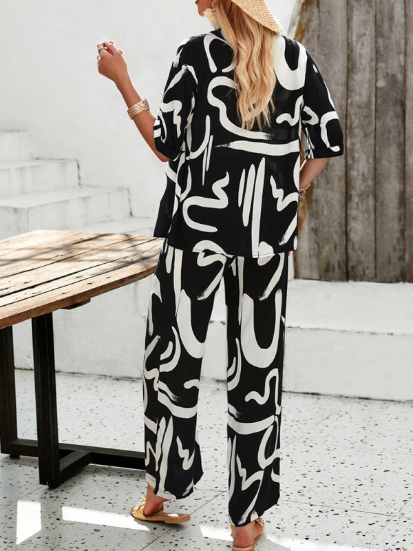 GR | Printed Blouse & Trousers Set