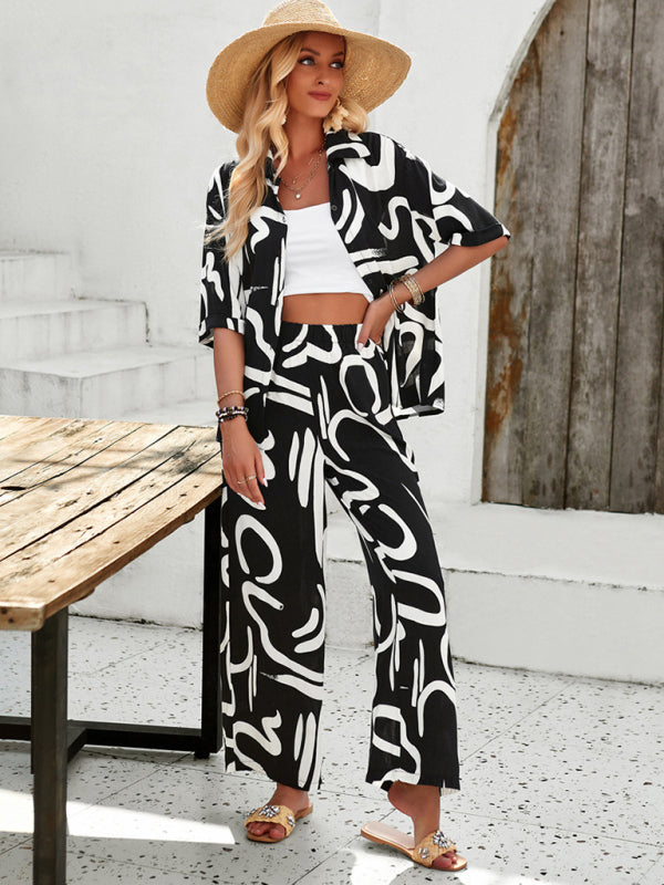 GR | Printed Blouse & Trousers Set