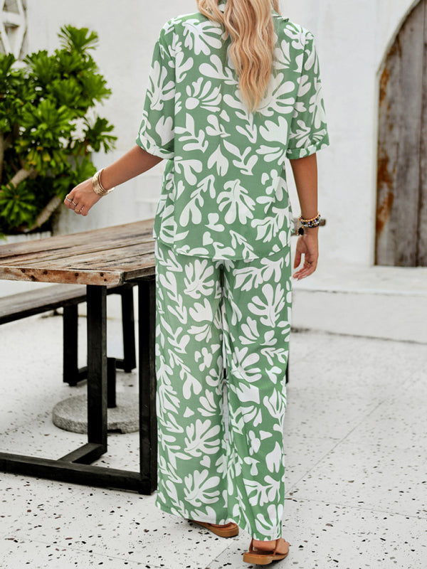 GR | Printed Blouse & Trousers Set