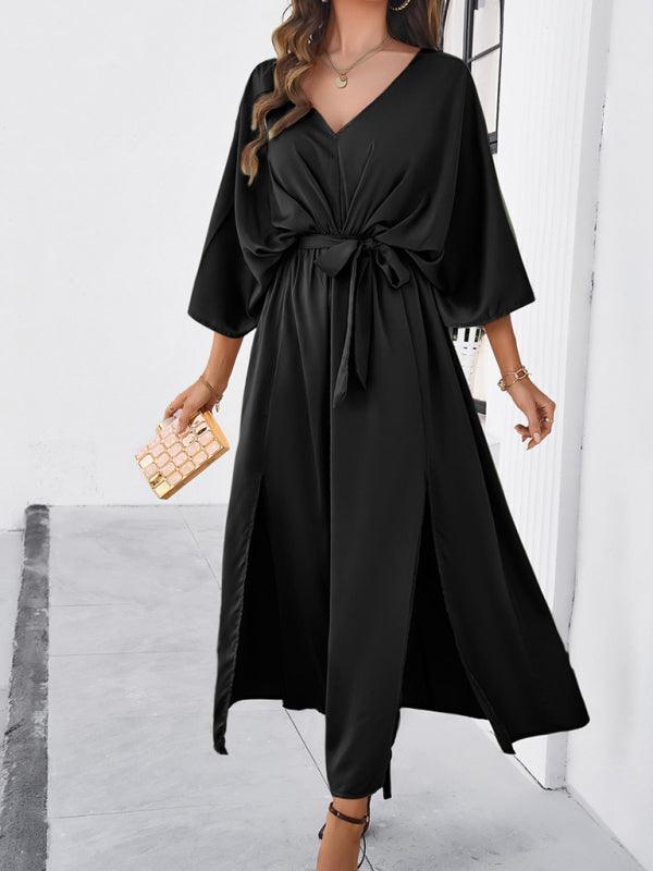 GR | Damen Elegantes V-Ausschnitt Lockere Kleid
