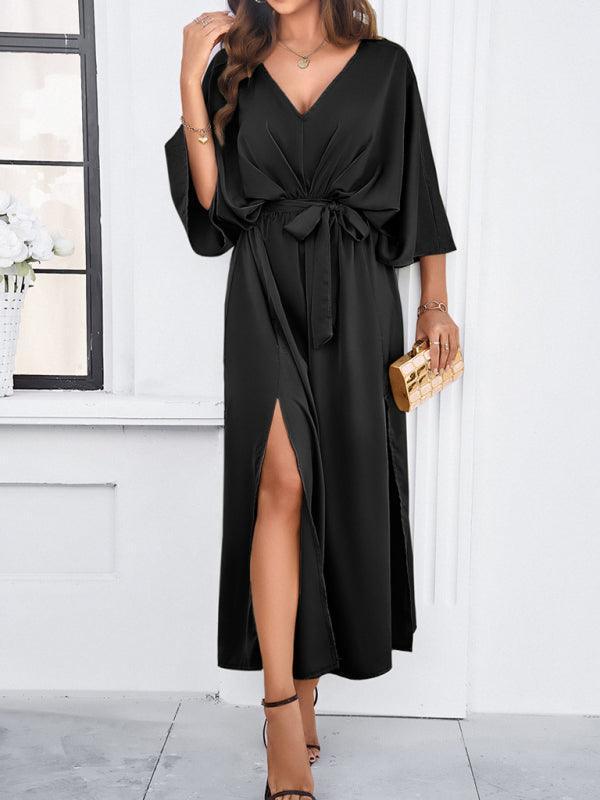 GR | Damen Elegantes V-Ausschnitt Lockere Kleid