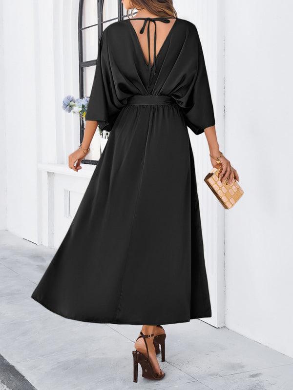GR | Damen Elegantes V-Ausschnitt Lockere Kleid