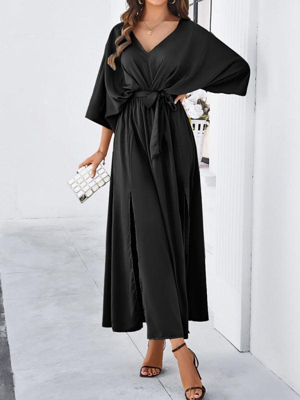 GR | Damen Elegantes V-Ausschnitt Lockere Kleid