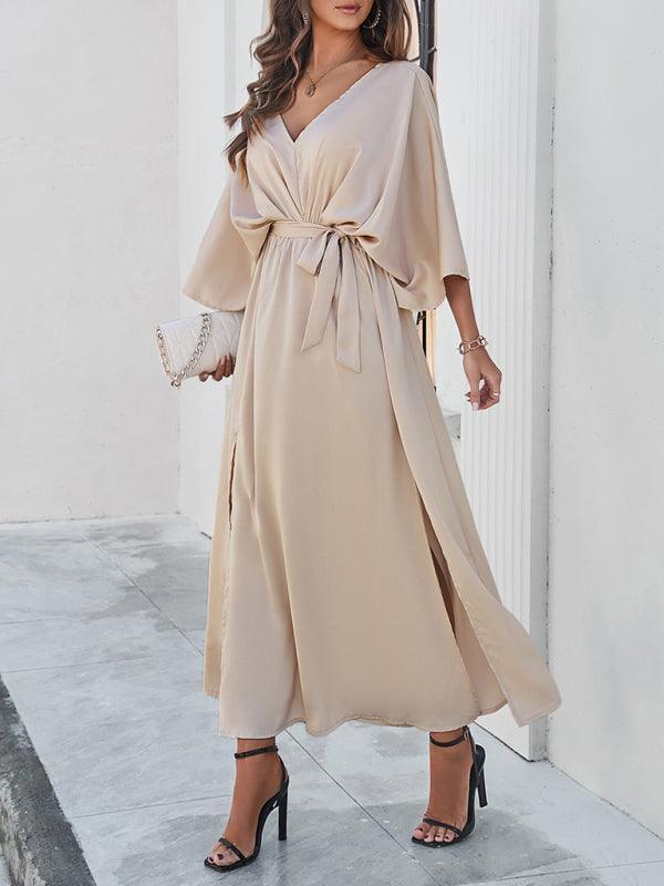 GR | Damen Elegantes V-Ausschnitt Lockere Kleid