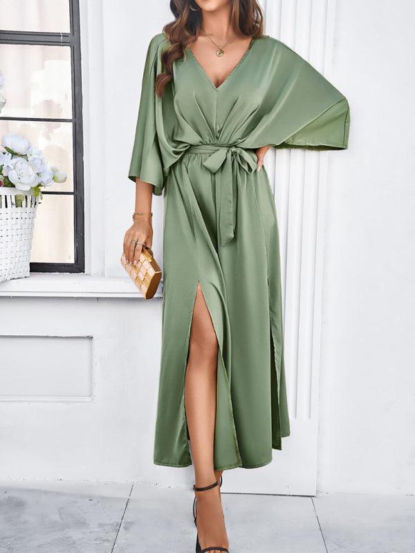 GR | Damen Elegantes V-Ausschnitt Lockere Kleid