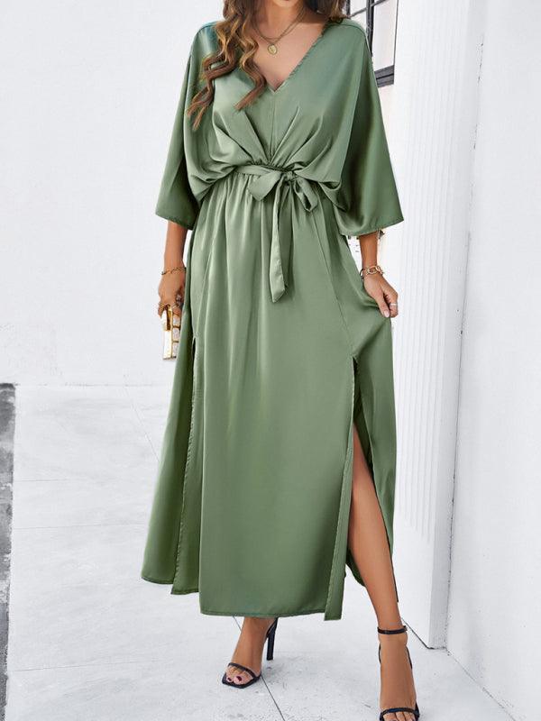 GR | Damen Elegantes V-Ausschnitt Lockere Kleid