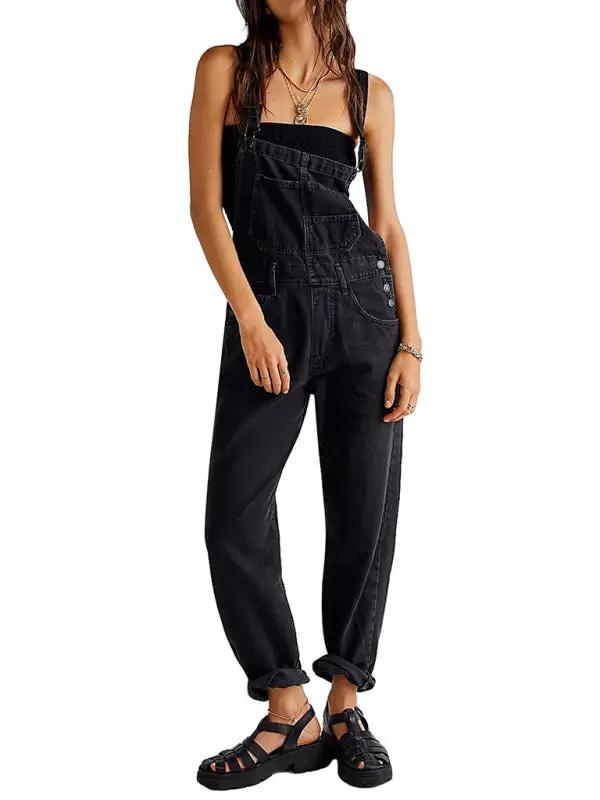 GR | New style jumpsuit, casual loose denim dungarees 
