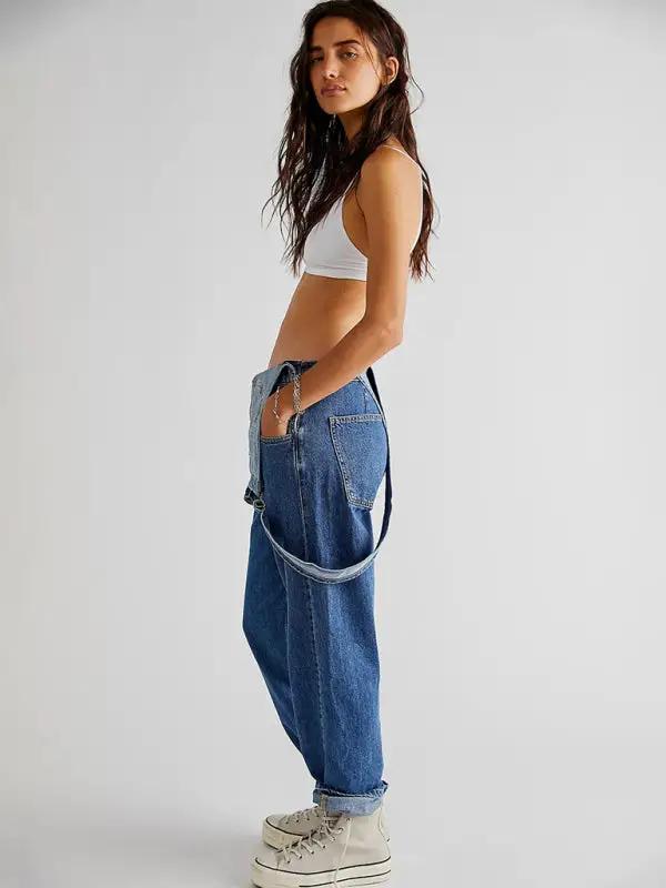 GR | New style jumpsuit, casual loose denim dungarees 