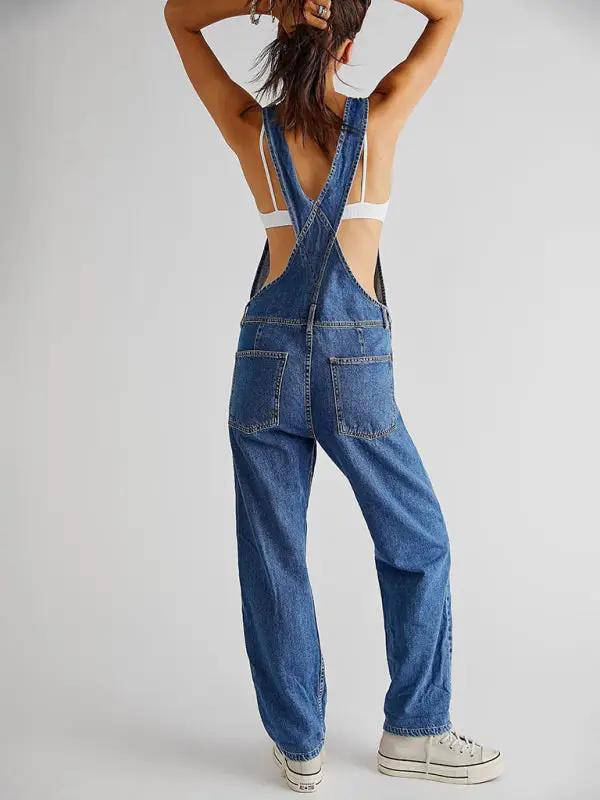 GR | New style jumpsuit, casual loose denim dungarees 