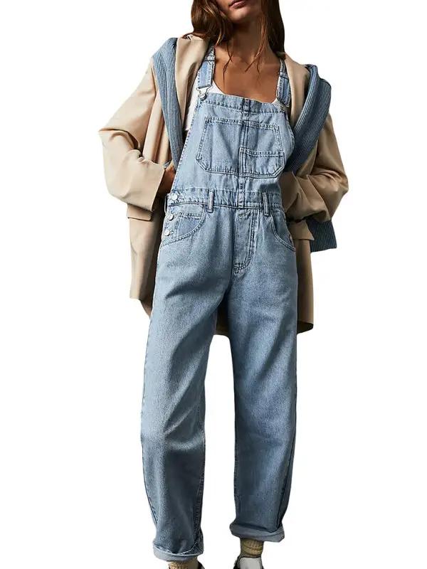 GR | New style jumpsuit, casual loose denim dungarees 