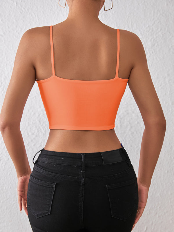 GR | Spring and summer sexy midriff-baring spaghetti top 